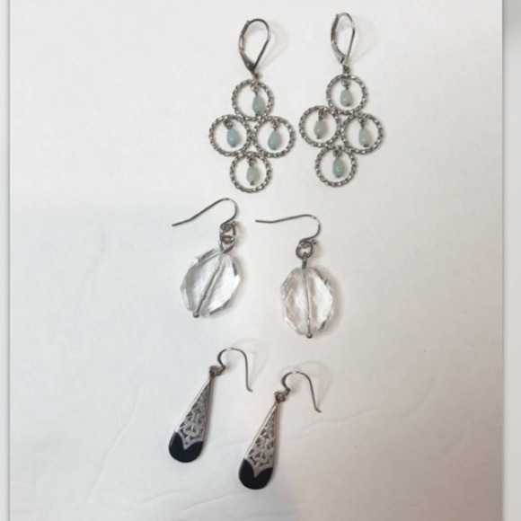 Bundle of three silver dangle earrings - Picture 1 of 4